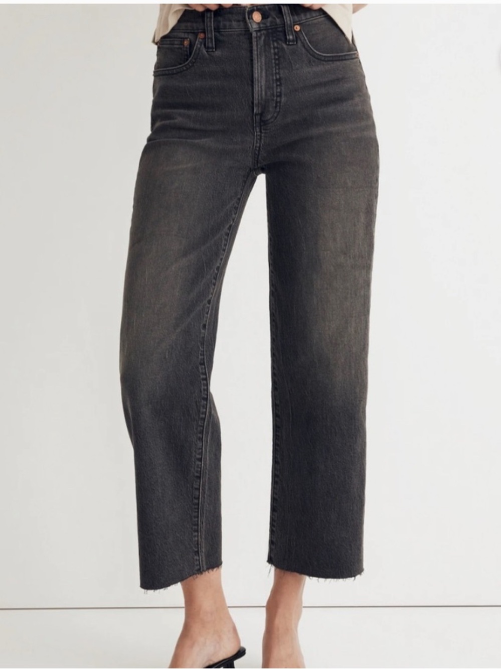 Madewell perfect vintage wide leg crop jean in Washed Black